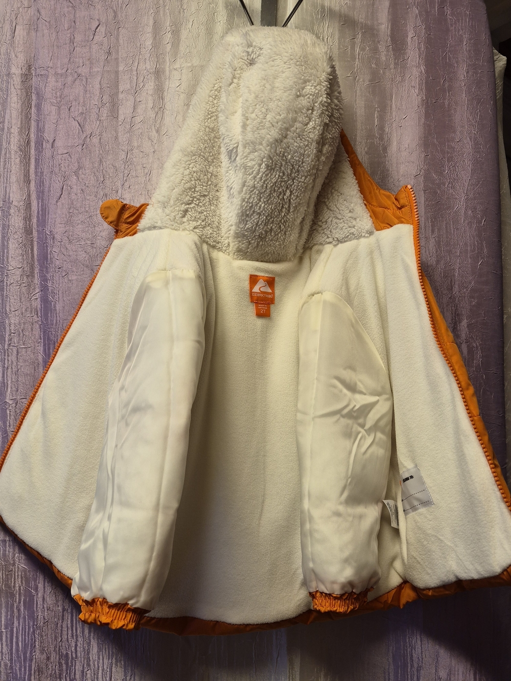 Ozark Trail Orange Puffer Jacket with Cream Plush Lining